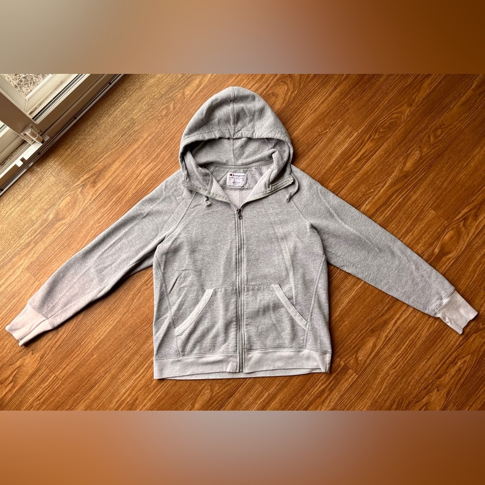 Champion Authentic Athleticwear Women's Light Gray Zipper Front Hoodie Size L